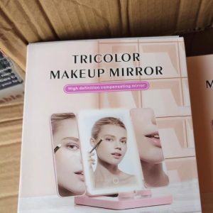 Tricolour make up mirror with led light